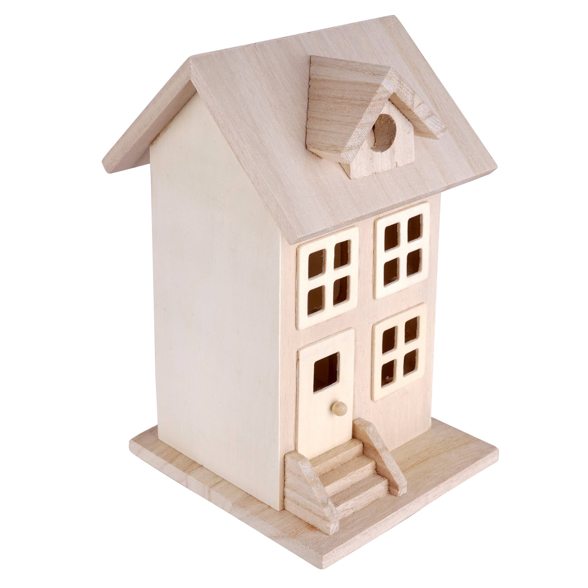 8 Pack: 7.5" Unfinished Wood Townhouse Birdhouse by Make Market®